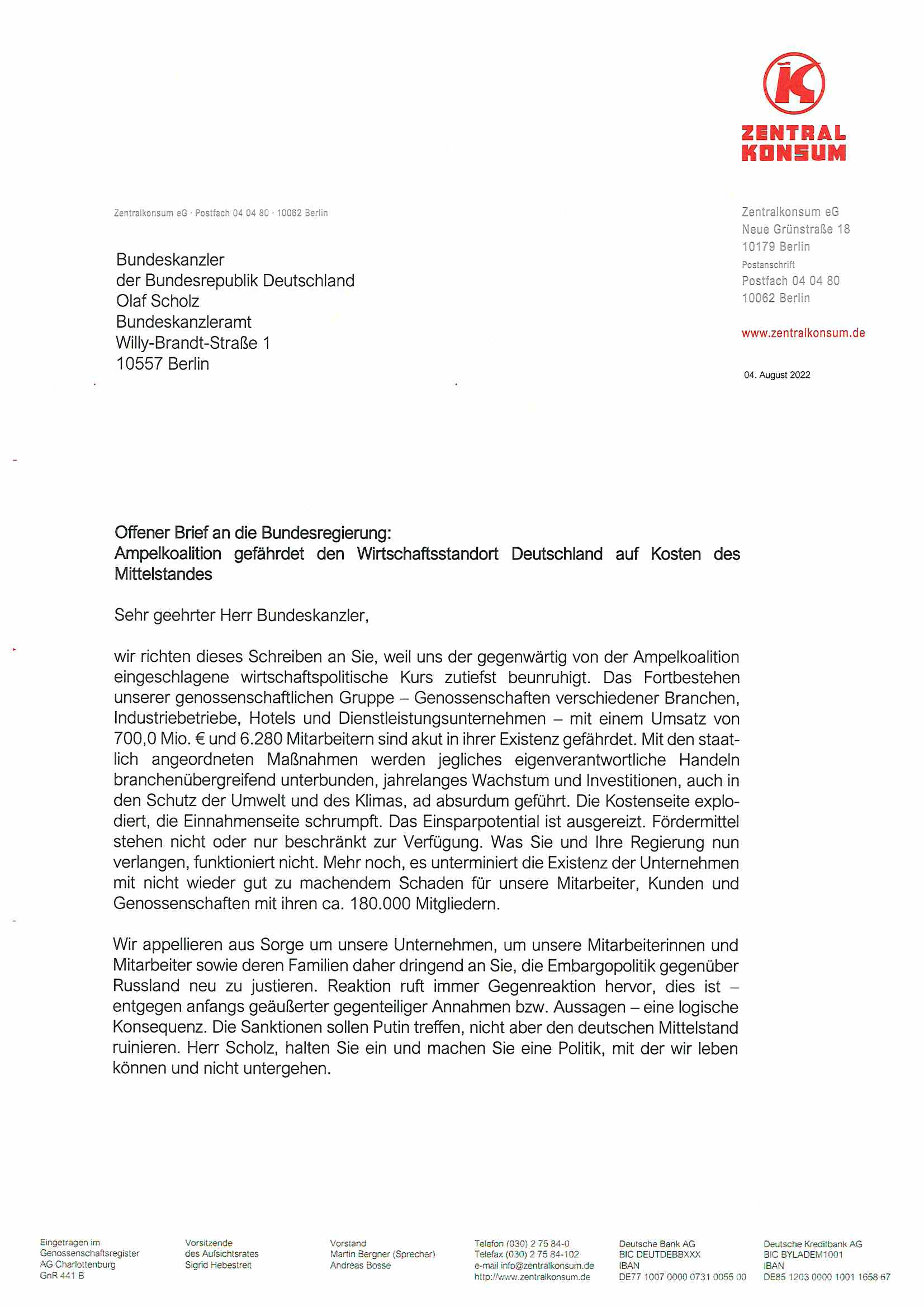 offener Brief an Bundeskanzler Scholz Seite 1